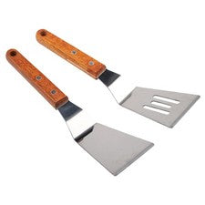 Espátula de Cocina Juego de 3 Piezas Acero Inoxidable con Mangos de Madera 24 7 cm