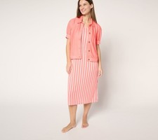 Vestido para mujer Muk Luks talla L imitación denim Topper y tejido acanalado salón rosa A685233