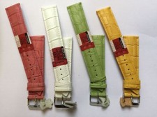 22 mm XL correas de reloj cuero auténtico extra largo DILOY estampado de cocodrilo rosa blanco verde