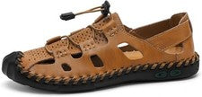 Sandalias informales de cuero con punta cerrada para hombre al aire libre pescador deporte ajustable...