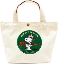 Hapitas Mini Tote Bento Bolsa de Almuerzo Cacahuetes Snoopy Beagle Scouts Blanco