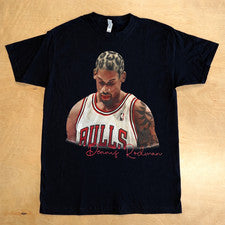 Camiseta Dennis Rodman Vintage Años 90 Unisex Blanca Estilo Retro