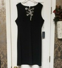 Vestido para mujer Tommy Hilfiger línea A, negro, sin mangas, talla 10 nuevo con etiquetas