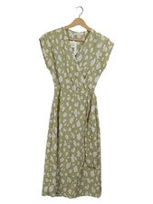 Monteau Damen Wickelkleid Freizeitkleid Gr. 34,XS Grün Animal-Print