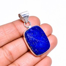 Colgante Lapislázuli Hecho a Mano Boho Plata de Ley 925 Dije A-81