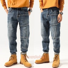Pantalones cargo de mezclilla retro informales para hombre Monos Jeans Pantalones sueltos Moda Pantalones