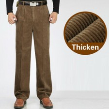 Pantalones gruesos de pana para hombre cintura alta pantalones sueltos informales retro moda diaria