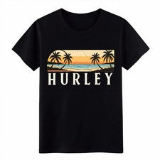 Camiseta Hurley Vintage Sunset Beach Retro Palmera Unisex Informal Gráfica Camiseta