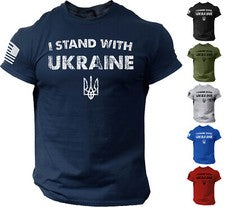 Camiseta I Stand With Ukraine bandera americana apoyo ucraniano