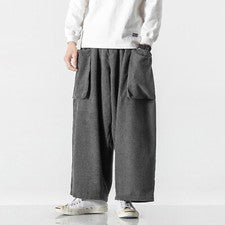 Pantalones de pana sueltos informales de pierna ancha para hombre monos japoneses moda nuevos