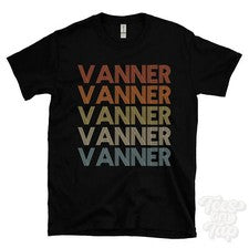 CAMISETA ESTILO RETRO REPETIDA VANNER Hombre y Mujer Novedad Genial Nombre Regalo