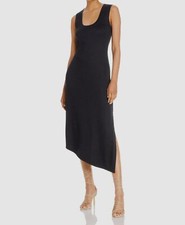 Vestido sin mangas midi tejido acanalado cuello redondo negro talla L $128 Three Dots para mujer