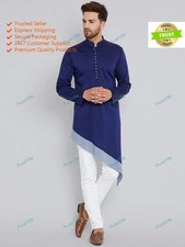 Ropa India Moda Camisa Para Hombre Corto Kurta Algodón Tradicional Vestido Kurta
