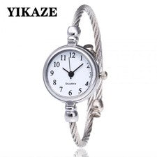 Brazalete Dorado Damas Reloj Pulsera Retro Cuarzo Acero Inoxidable Pequeño Lujo