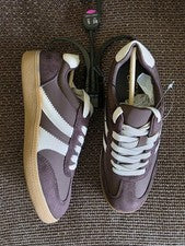 Mujer New Look Zapatillas Marrón Imitación Cuero Cepillado Rayas Laterales 4 5 6 7 8 Vegano