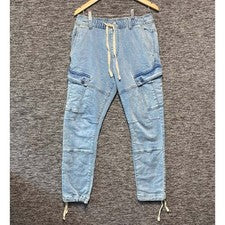 Pantalones de mezclilla de carga militar de algodón para hombre pequeños lavado ligero