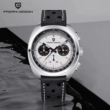 Reloj Hombre 39MM PAGANI DESIGN Cuarzo Retro Cuero 100M Impermeable Luminoso NUEVO