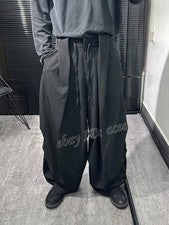 Pantalones de pierna ancha rectos finos sueltos informales estilo oscuridad para hombre pantalones con cordón