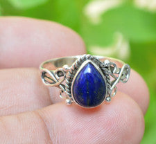 Anillo de piedras preciosas de lapislázuli natural anillo de regalo de aniversario de plata de ley 925
