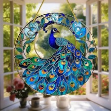 Pavo Real Ojos Delicia Atrapasol Efecto Vitral Decoración del Hogar Regalo de Navidad