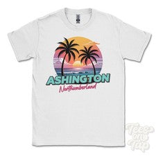 CAMISETA WASHINGTON NORTHUMBERLAND - Retro Estilo Miami Divertida Parodia de Verano Reino Unido