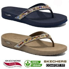 SANDALIAS MULAS CHANCLAS PLANAS VERANO PLAYA VACACIONES ARCO SKECHERS DAMAS TALLA