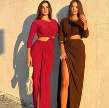 2024 Nuevo Vestido Largo Moda Europea Mujer Fiesta Noche Diseño Rusia Invierno
