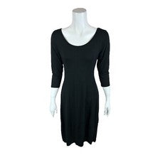 Vestido suéter para mujer Truth + Style pequeño tejido liso dobladillo burbuja negro talla PM