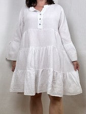 MUSSELIN Sommerkleid Kleid Tunika Weiß Einheitsgröße Onesize #2024379