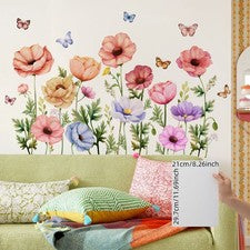 Calcomanías de pared florales de mariposa coloridas 3D para decoración del hogar