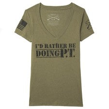 Camiseta para mujer estilo Grunt I'd Rather Be Doing PT - verde militar