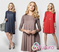 Vestido para mujer de cambio manga larga cuello redondo versátil fiesta tallas 8 - 18 FM10