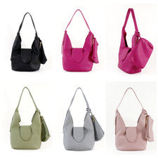 Bolso de hombro de cuero sintético 2 en 1 para mujer estilo hobo con cremallera desmontable
