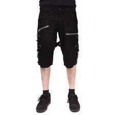 Hombres Pantalones Cortos Punk Negros Góticos Negros Algodón Pantalones Cortos Punk EMO Pantalones Cortos con Cortos