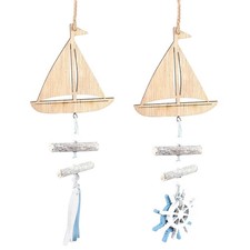 Colgante Decoración Madera 2 Piezas Único Playa Tema Hogar Decoración Pared