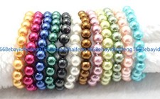 Pulsera de perlas concha multicolor 8/10/12/14 mm joyería 7,5 pulgadas (no una perla)