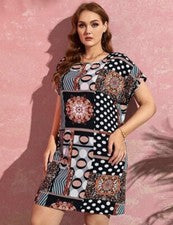 Vestido informal cómodo para mujer de fiesta en bloques de todos los colores talla grande