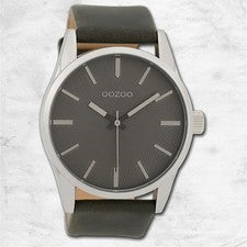 Oozoo Unisex Reloj de Pulsera Timepieces Analógico Cuero Gris Oscuro UOC9628A