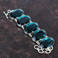Regalo de cumpleaños para ella pulsera ajustable cadena indicolita natural plata 925