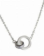 Collar colgante de diamantes con círculos vinculados de plata de ley 925 joyas para mujer Reino Unido