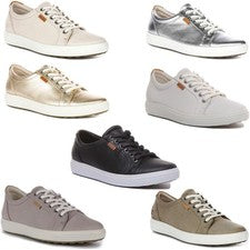Entrenador Ecco Soft 7 pulgadas blanco claro suela Wright Eva con cordones talla UK 3-9