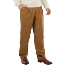 Pantalones de lana a medida con monograma de código de barras caramelo de colección para hombre