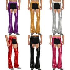 Pantalones para hombre ahuecados Halloween pantalones brillantes pantalones de vaquero estilo occidental