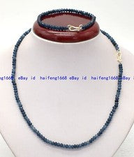 Natural 2x4mm facetado cianita rondelle piedras preciosas perlas collar pulsera