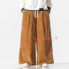 Hombres Pana Sueltos Pantalones Sueltos Informales Cintura Elástica Piernas Anchas Pantalones Moda