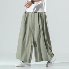 Pantalones de pierna ancha para hombre Pantalones estilo chino Retro Informales Imitación Seda Rectos