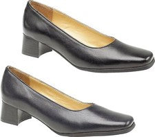 Amblers WALFORD Damas Mujeres Tacón Bajo Cuero Zapatos de Corte Azul Marino y Negro