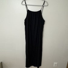 Nuevo Vestido H&M Para Mujer Mediano Negro Maxi Largo Sin Mangas Cuello Cuadrado Informal