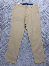 Nuevos Pantalones Perry Ellis Para Hombres 36x32 Tostados Calce Ajustado Pantalones Delanteros Planos