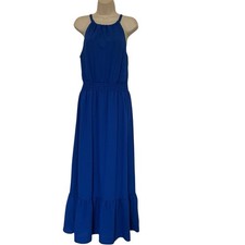 Nuevo sin etiquetas Vestido de Verano Spense Forrado Azul Duque Talla 8 Para Mujer Correa Maxi Tipo Halter